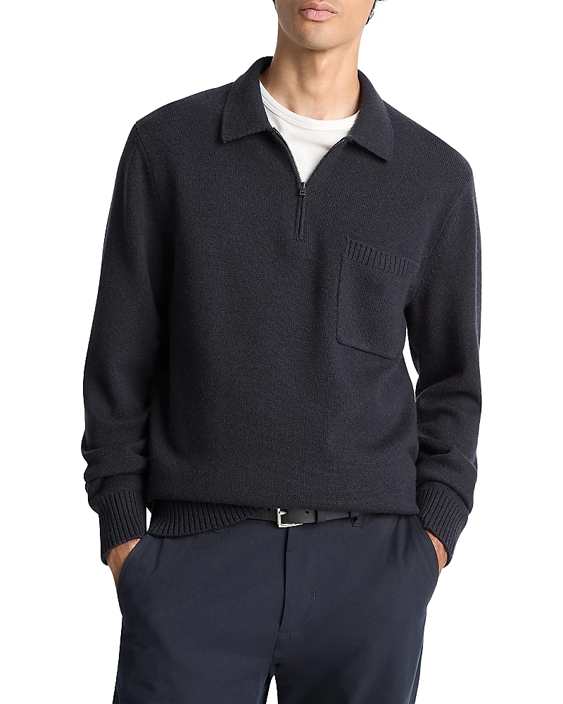 Vince Wool and Cashmere Long Sleeve Zip Polo