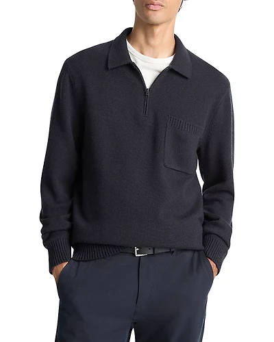 Vince Wool and Cashmere Long Sleeve Zip Polo