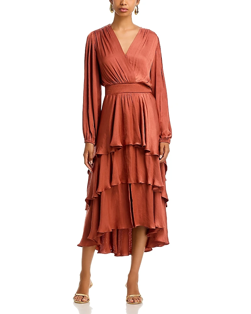 Steve Madden Bei Surplice Neck Asymmetric Midi Dress