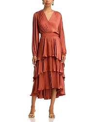 Steve Madden Bei Surplice Neck Asymmetric Midi Dress