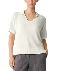 Eileen Fisher Cotton & Silk Split Neck Sweater
