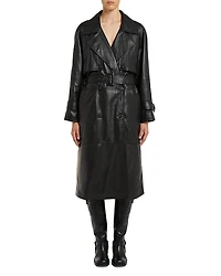 Marella Firstclass Black Leather Trench Coat