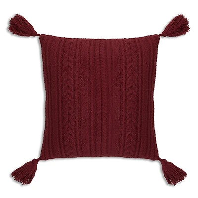 Barefoot Dreams CozyChic Cable Pillow with Tassels, 20