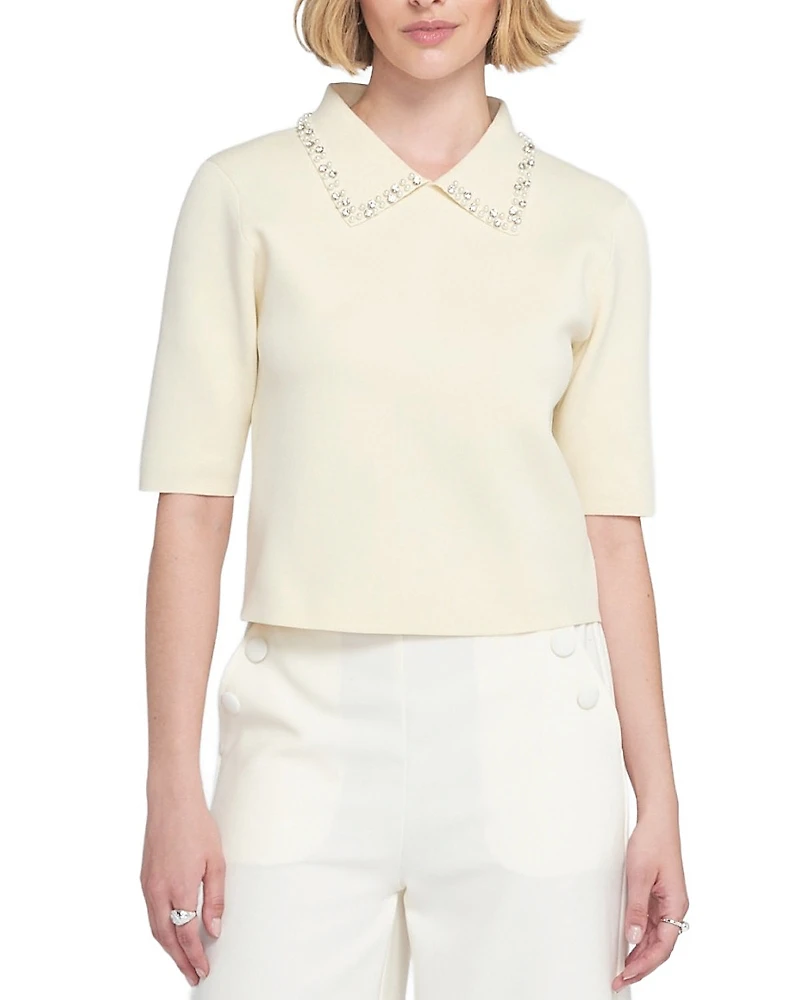 Elle Collection Embellished Collar Knit Top