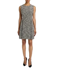 Santorelli Ida Modern Tweed Shift Dress with Skirt Zipper Detail
