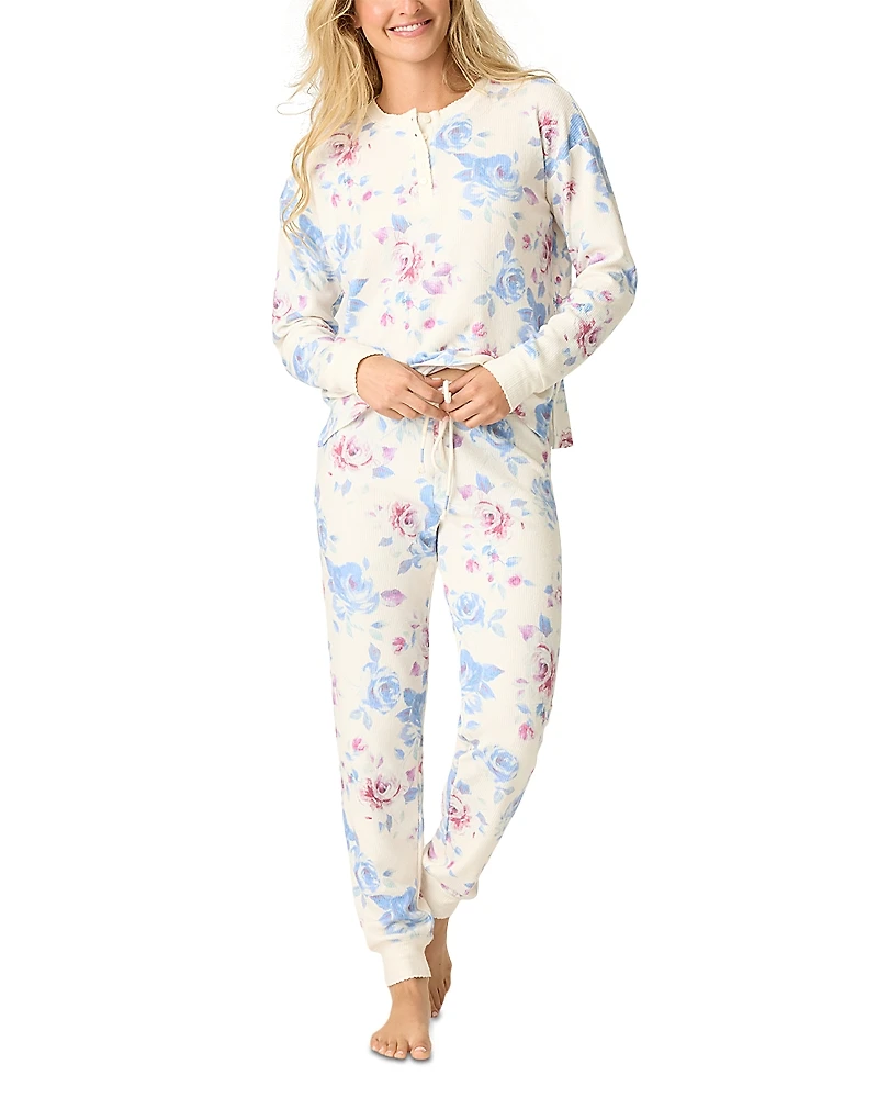 Pj Salvage Rodeo Rose Henley Pajama Set