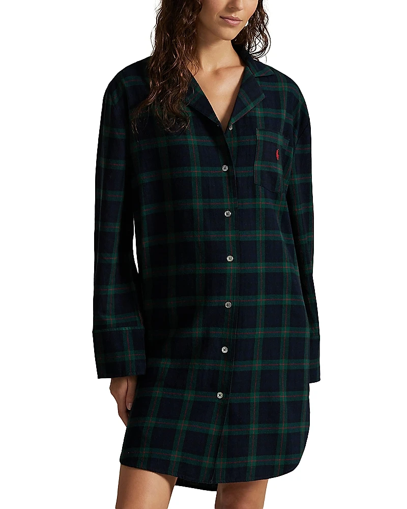 Polo Ralph Lauren Plaid Camp Collar Sleep Dress