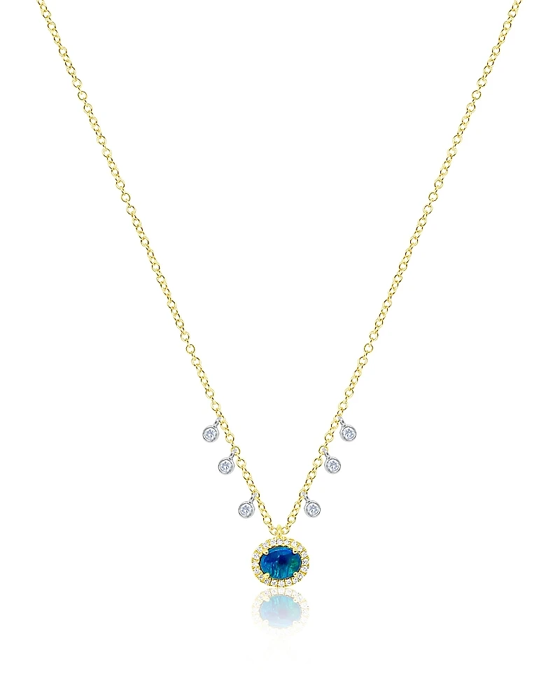 Meira T 14K White & Yellow Gold Opal & Blue Topaz Pendant Necklace, 16-18