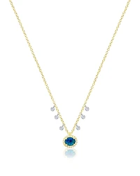 Meira T 14K White & Yellow Gold Opal & Blue Topaz Pendant Necklace, 16-18