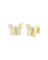 Moon & Meadow Diamond Ribbed Butterfly Stud Earrings