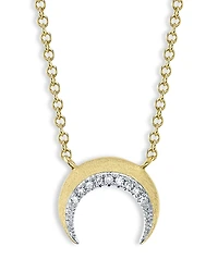 Moon & Meadow 14K Yellow Gold Diamond Crescent Moon Matte Necklace, 0.02 tcw