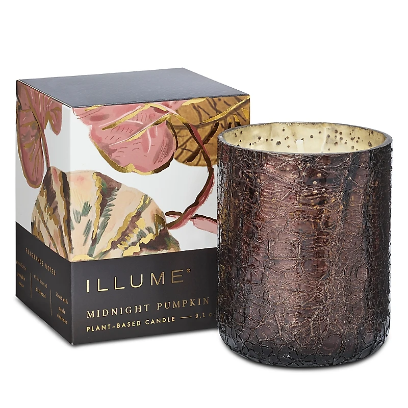 Illume Midnight Pumpkin Small Crackle Glass Candle, 8.3 oz.
