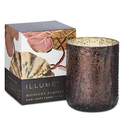 Illume Midnight Pumpkin Small Crackle Glass Candle, 8.3 oz.
