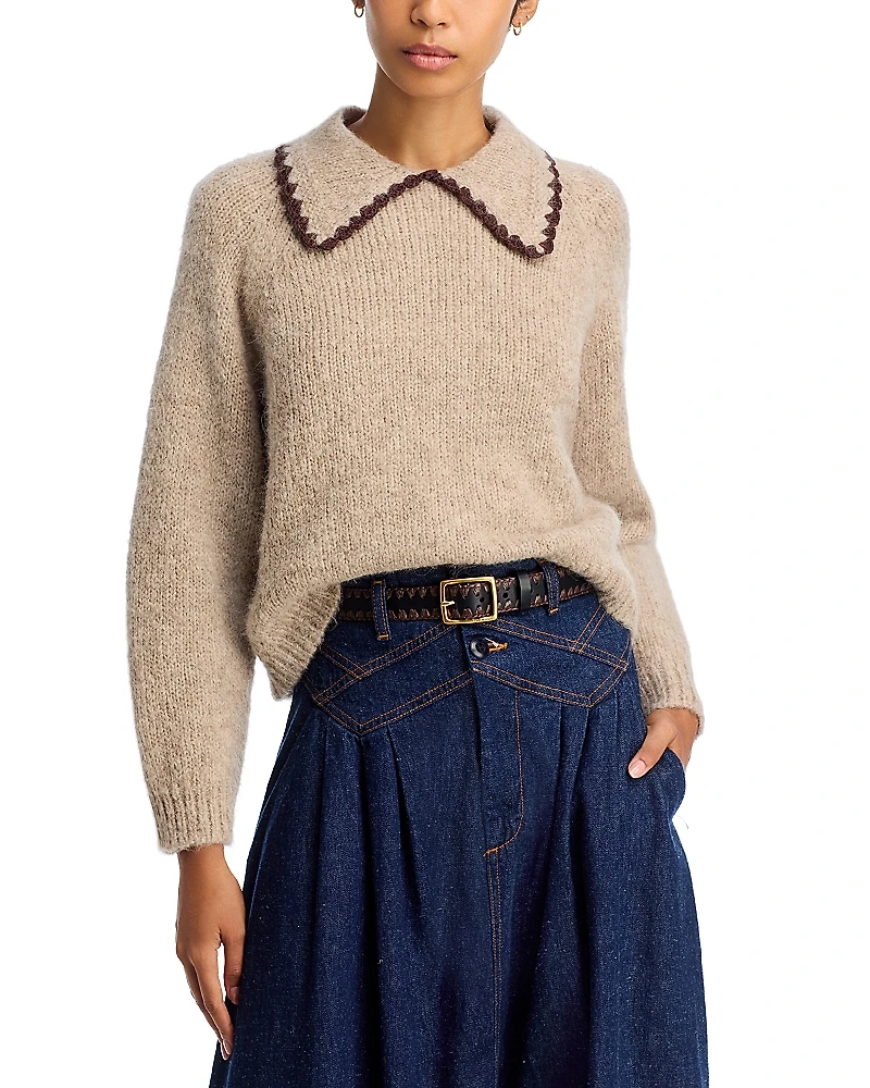 The Great. The Crochet Collar Sweater