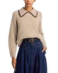 The Great. The Crochet Collar Sweater