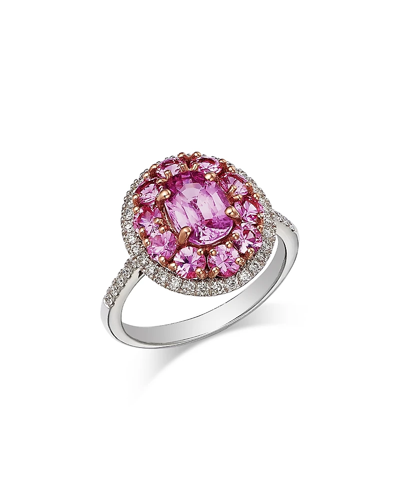 Bloomingdale's Fine Collection Pink Sapphire & Diamond Halo Ring