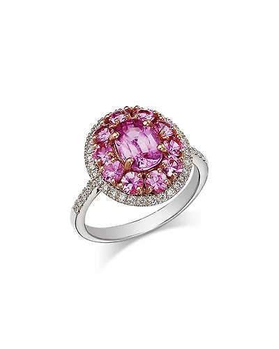Bloomingdale's Fine Collection Pink Sapphire & Diamond Halo Ring