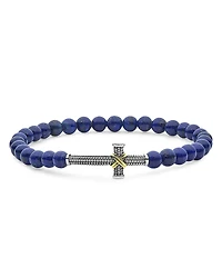 Lagos Two-Tone Caviar Cross Lapis Stretch Bracelet