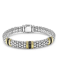 Lagos Two-Tone Black Ceramic Station Bracelet