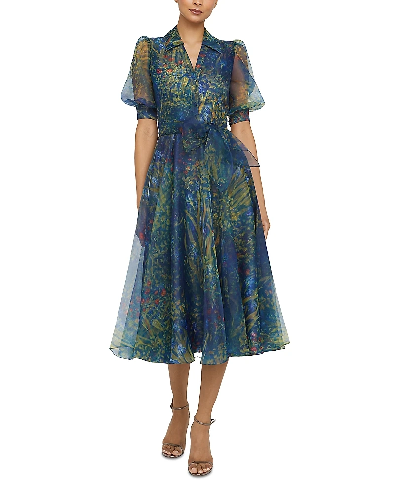 Theia Winnie Puff Sleeve Dress