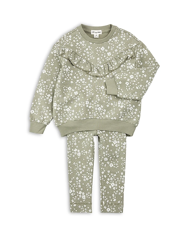 Miles The Label Girls' Floral Print Sweatshirt & Leggings Set - Little Kid
