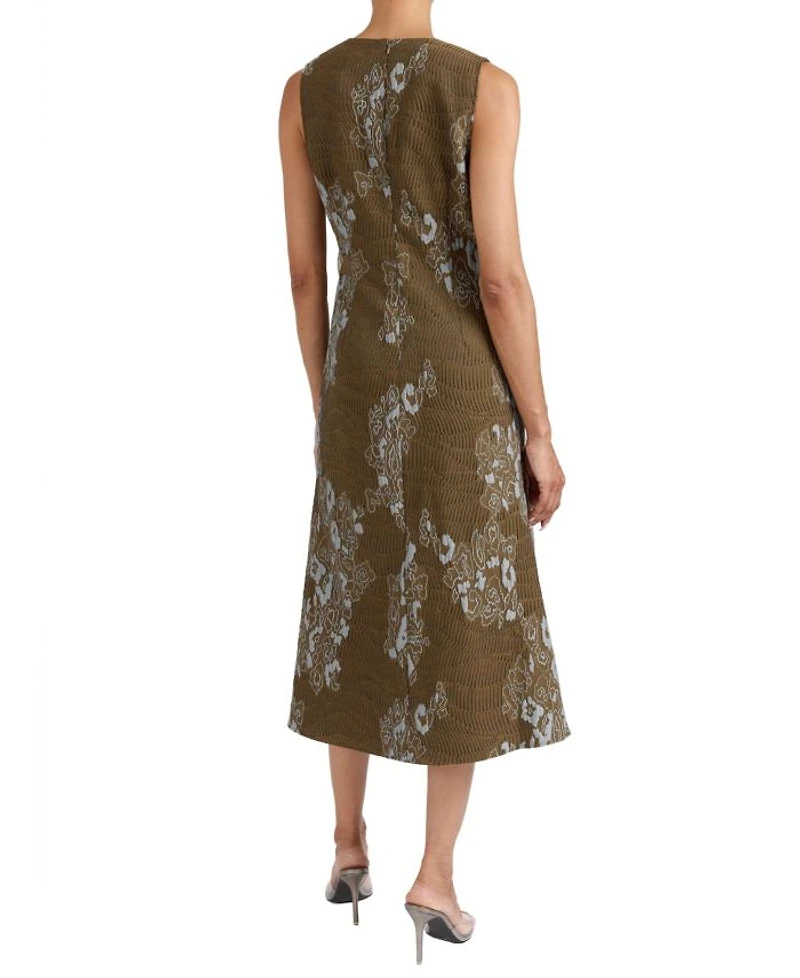 URSA Sleeveless Faux Wrap Dress with Metal Buckle