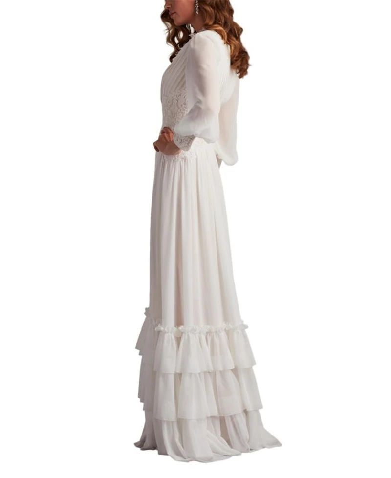 Topanga Tiered Bishop Sleeve Gown