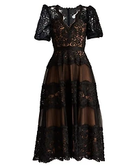 Belline Embroidered Chiffon Midi Dress