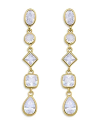 Aqua 18K Gold Over Sterling Silver Bezel Set Multi-Shape Cubic Zirconia Linear Drop Earrings - Exclusive