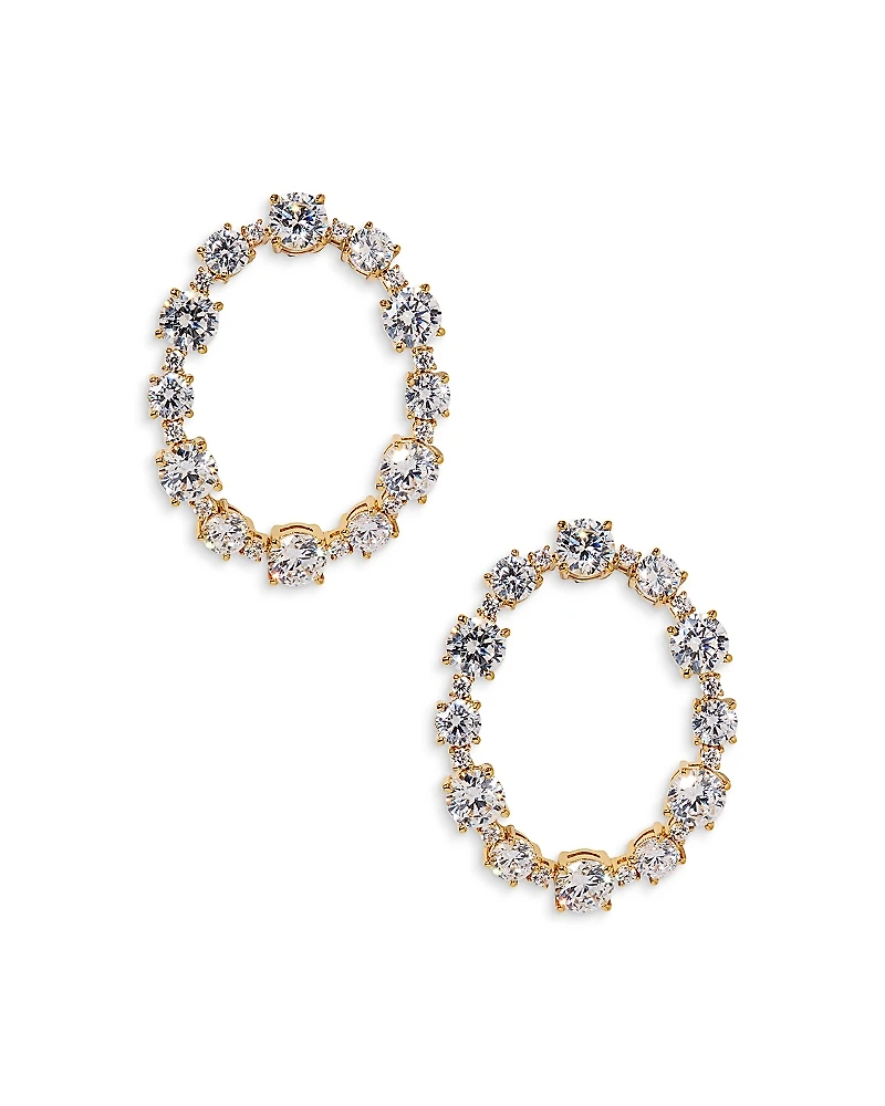 Nadri Cubic Zirconia Front Facing Hoop Earrings