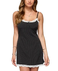 Edikted Liel Contrast Lace Pinstripe Mini Dress