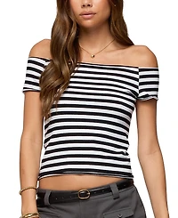 Edikted Amanda Striped Off Shoulder Top