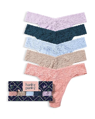 Hanky Panky Signature Original-Rise Thongs, Set of 5