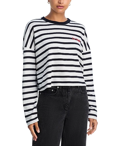 Askk Ny Cropped Long Sleeve Printed Tee