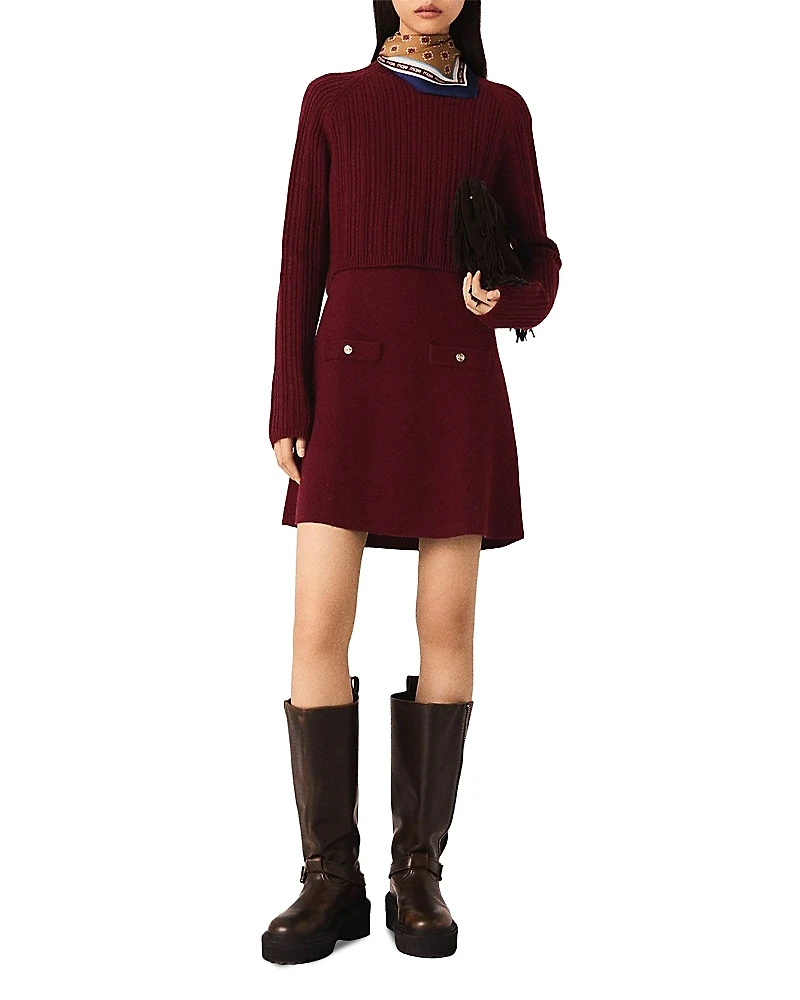 Maje Knit Dress with Removable Sweater