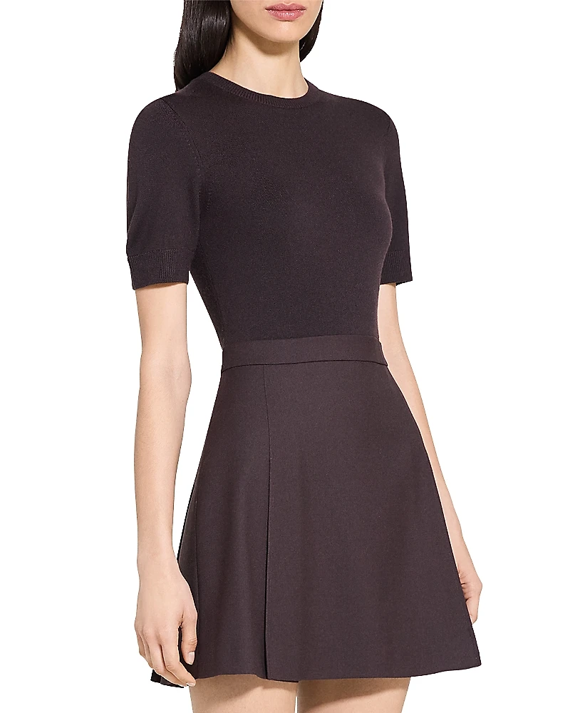 Theory Deep Pleat Combo Mini Dress