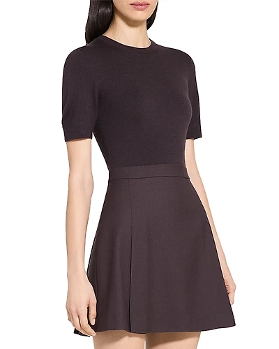 Theory Deep Pleat Combo Mini Dress
