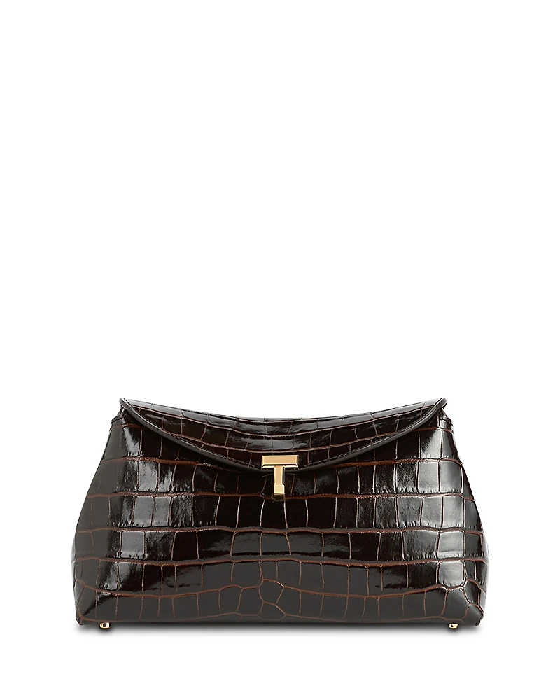 Toteme T-Lock Croc-Embossed Convertible Clutch