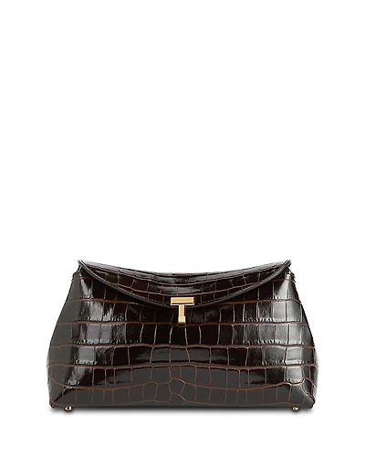 Toteme T-Lock Croc-Embossed Convertible Clutch