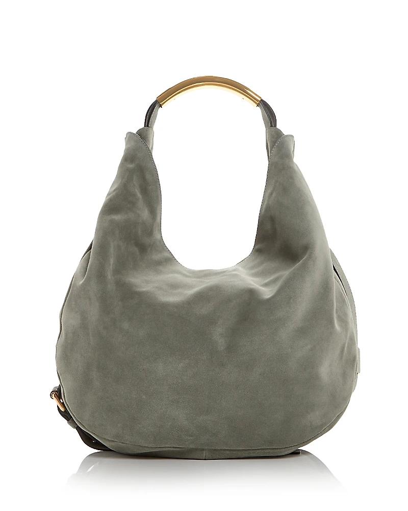 Moschino Handle Me Suede Shoulder Bag