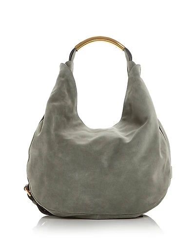 Moschino Handle Me Suede Shoulder Bag