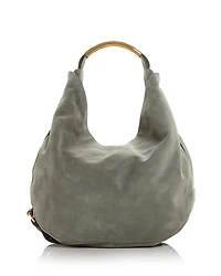 Moschino Handle Me Suede Shoulder Bag