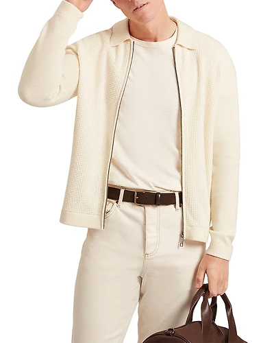 Ted Baker Fenrys Waffle Stitch Zip Sweater Jacket