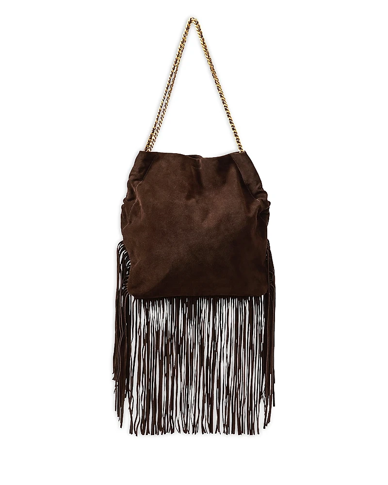 Veronica Beard Large Suede Fringe Slouch Shoulder Bag