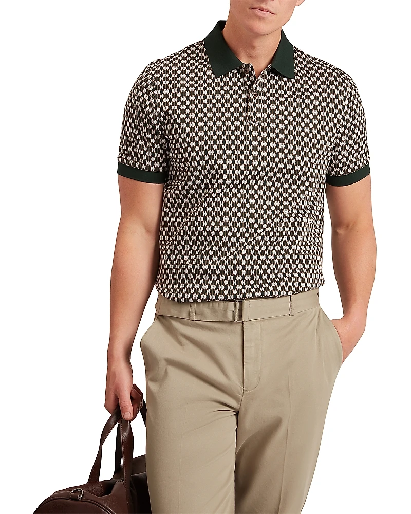 Ted Baker Ernist Short Sleeve Geo Jacquard Cotton Polo