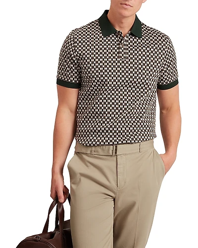 Ted Baker Ernist Short Sleeve Geo Jacquard Cotton Polo