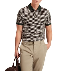 Ted Baker Ernist Short Sleeve Geo Jacquard Cotton Polo