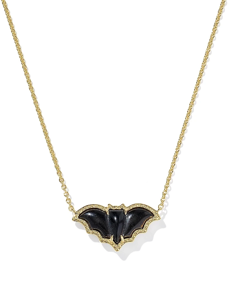 Kendra Scott Obsidian Bat Pendant Necklace, 19