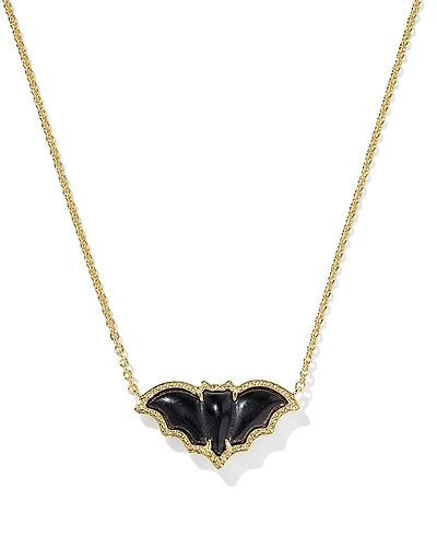 Kendra Scott Obsidian Bat Pendant Necklace, 19