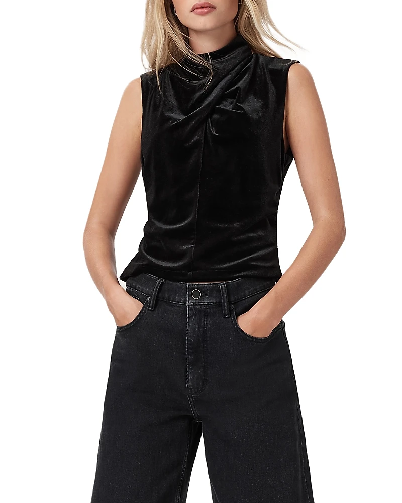 Allsaints Tia Velvet Ruched Top